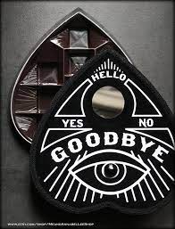 Ouija Board Planchette Heart Shaped Box Black Spirit Board Etsy Heart Shape Box Heart Shaped Chocolate Box Ouija Board