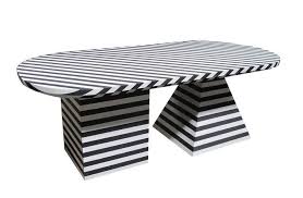 Black And White Striped Dining Table By Kelly Wearstler Black And White Dining Room White Dining Room Striped Room