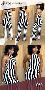 Black And White Striped Romper Pants Black And White Stripe Jumpsuits For Women White Stripe Striped Jumpsuit