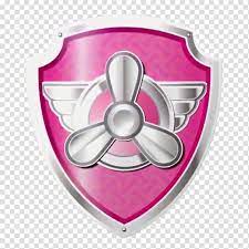 Pink And Gray Shield With Propeller Dog Super Paw Patrol Adventure Puppy Symbol Tags Transparent Ba In 2021 Transparent Background Puppy Paws Paw Patrol Wall Decals