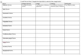 solved cranial nerves chart complete the chart below as