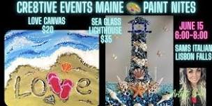 Paint Night - Sea glass Lighthouse or Love Canvas