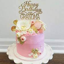 Pink and white tinted frosting piped like rose petals on cupcakes. Amazon Com Gold Happy Birthday Grandma Cake Topper For Party Decoration Handmade