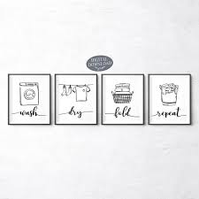 Black And White Laundry Room Signs Wash Dry Fold Repeat Laundry Room Decor Black And White Etsy In 2020 Laundry Wall Art Laundry Room Art Laundry Room Decor