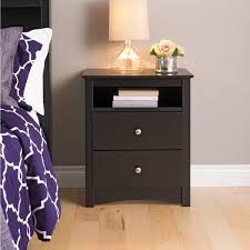 Prepac Sonoma 2 Drawer Black Nightstand Bdc 2428 The Home Depot