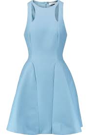 Cutout Cotton And Silk Blend Mini Dress Blue Dress Short Mini Dress Halston Heritage Dress