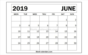 Month Of June 2019 Calendar Template Monthly Calendar Template Calendar Template Editable Calendar