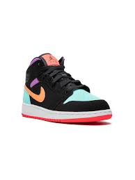 Black And Turquoise Jordans 1 Jordan Air Jordan 1 Mid Gs Candy Farfetch In 2020 Jordan Shoes Girls Hype Shoes Nike Air Shoes