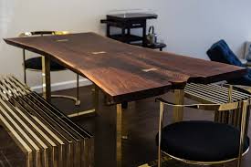 Meja Makan Kayu Ebony In 2020 Wood Slab Dining Table Walnut Slab Table Slab Table Live Edge