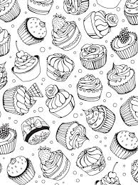 Hand drawn doodle cake for coloring book for adults. Cupcakes Cakes Coloring Pages For Adults