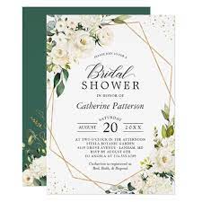 Greenery White Floral Gold Geometric Bridal Shower Invitation Zazzle Com Geometric Wedding Invitation Geometric Invitations Geometric Wedding