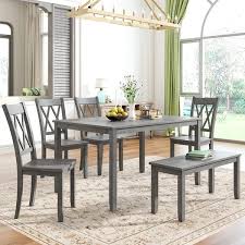 Vintage 1950's dinette dining room table chrome frame formica w/ two leafs. Pre Sale 6 Piece Wooden Kitchen Table Set With Cross Back 4 Chairs And Bench Overstock 34057338