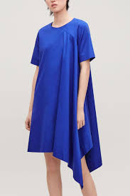 Asymmetric Short Sleeved Dress Cobalt Blue Dresses Cos Platya Stil Korejskij Stil