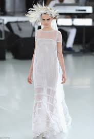 Cara Delevingne Is Ethereal In Wedding Dress At Chanel Show In Paris Daily Mail Online