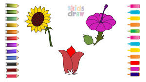 Download this premium vector about rose and sunflower wedding invitation, and discover more than 13 million professional graphic resources on freepik. How To Draw Flower Rose Lily Sunflower Coloring Pages For Kids Learning Videos For Children Youtube