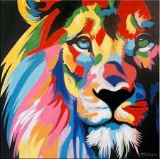 Colourful Pop Art Lion Modern Acrylic Painting Pop Art Painting Pop Art Animals Lion Painting