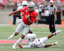 Frame from kennesaw, ga who attends harrison hs. Ohio State Justin Fields Stall After Fast Start Vs Florida Atlantic