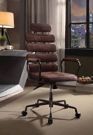 Acme 92110 Corrigan Studio Ezequiel Brown Top Grain Leather High Back Office Chair With Caste In 2020 Executive Office Chairs Leather Office Chair Furniture