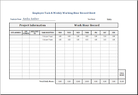 Leave schedule templates are used to record and keep track of employee leave requests that have been approved and declined for various reasons. Employee Task Weekly Working Hour Record Sheet Excel Templates