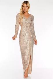 Featuring an intricate sequin design on a mesh fabric you are sure to sparkle out from the crowd. Rose Gold Long Sleeve Sequin Dress 3c7241