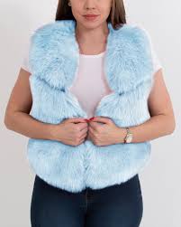 New York Blue Faux Fur Vest Free International Shipping At Checkout Furever Faux Fur