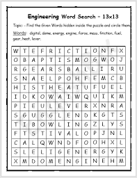Printable word search puzzles covering a variety of topics, each containing a hidden message. Engineering Word Search Printable Englishbix