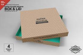 Medium Square Paper Box And Lid Packaging Mockup 541409 Branding Design Bundles In 2020 Packaging Mockup Paper Packaging Square Paper