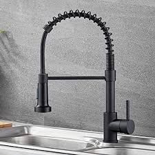 Two handle kitchen faucet with pull down sprayer. Ravinte Commercial Matte Black Kitchen Faucet With Sprayer Single Handle Spring Spout Faucets Pull Down Sprayer Solid Kitchenfaucets Com