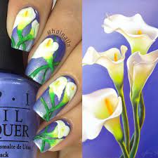 Heydi Carolinails On Instagram Hey Everyone Here S One More Look At My Calla Lilies Nail Design Int Lily Nails Nail Designs Beautiful Paintings
