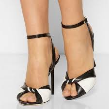 Beautiful Black And White High Heels Black And White Heels Peep Toe Stiletto Heels Ankle Strap Sandals For Work Date Going Out Fsj Ankle Strap Sandals Stiletto Heels White Heels