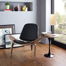 Arch Upholstered Vinyl Lounge Chair In Walnut Black Lexmod Modern Lounge Chairs Mid Century Modern Lounge Chairs Modway Furniture