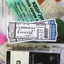 I D Rather Be At A Concert Ticket Vinyl Sticker Concert Tickets Vinyl Sticker Paper Concert