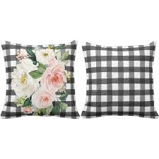 See more ideas about cottage sofa, cottage decor, home. Black Buffalo Check Spring Floral Throw Pillow Covers 16x16 Inch Set Of 2 Outdoor Square Polyester Farmhouse Cottage Pillowcase For Sofa Couch Wedding Nursery Baby Shower Decor Housewarming Gift Walmart Com Walmart Com