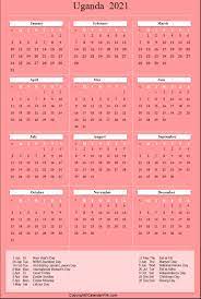 Free 2021 calendars that you can download, customize, and print. Printable Uganda Calendar 2021 With Holidays Public Holidays