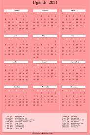 Free 2021 calendars that you can download, customize, and print. Printable Uganda Calendar 2021 With Holidays Public Holidays