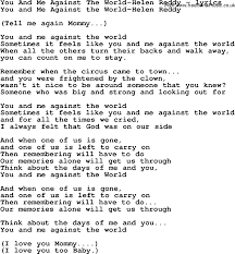 The Book Of Life I Love You Too Much Lyrics Love Song Lyrics For You And Me Against The World Helen Reddy Me Against The World Love Songs Lyrics Love Songs