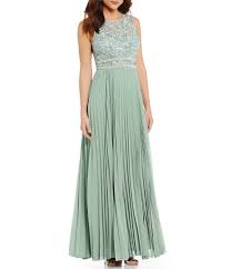 Jodi Kristopher Lace Bodice Accordion Pleated Long Dress Formal Dresses Prom Long Dress Dresses