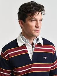 GANT Yarn-Dyed Stripe Heavy Rugby Shirt, Evening Blue