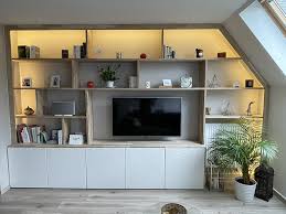 Je veux voir les meubles tv design pour mon salon à bas prix ici meuble tv bibliothèque murale. Creation D Une Bibliotheque Murale Sur Mesure Avec Planches En Bois Massif