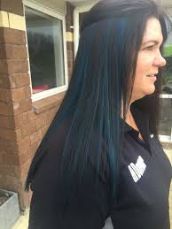 My Awesome Peekaboo Blue Highlights Hair Streaks Black Hair Balayage Blue Hair Highlights