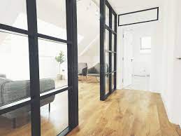 Need help choosing an internal white glazed door? Glass Partitions At Anglian Dental Pinner London Dental Practice Refurbishment With Industrial Style Black Framed Glazing