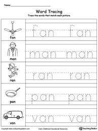 Word Tracing An Words Word Family Worksheets Handwriting Worksheets For Kids Sight Word Worksheets