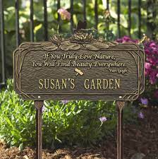 Add custom painted wooden letters on fence pickets and make garden stake quoted art signs, stencil the old wooden boards for custom letters and then mount a rake to get an art piece for garden wall along with a garden tool rack, get inspired of the given model that is amazingly beautiful! Personalized Garden Plaque With Poem