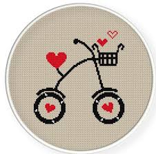 Download many more fun cross stitch patterns for free! Instant Download Free Shipping Cross Stitch Pattern Pdf Black Bike And Heart Zxxc0211 Kanavice Olculu Kanaviceler Kanavice Ornekleri