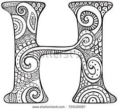 Image Result For Zentangle The Letter H Coloring Letters Lettering Alphabet Doodle Art Letters