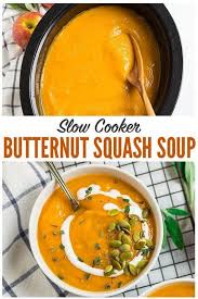 Healthy Vegan Recipe For The Best Slow Cooker Butternut Squash Soup With Coconut Milk And Butternut Squash Recipes Soup Slow Cooker Soup Butternut Squash Soup