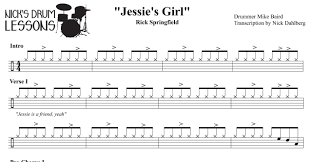 All lessons are customized for the student to reach their full potential in the most effective way possible. Jessie S Girl Rick Springfield Drum Sheet Music Nick S Drum Lessons