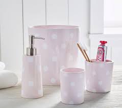Available in both frosted or transparent glass, modern glass bathroom accessories are a favorite. Pink Dot Kids Bathroom Set Pottery Barn Kids