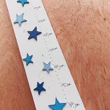 personalised blue stars wooden height chart