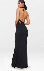 Black Cross Back High Neck Maxi Dress Dresses Maxi Dress High Neck Dress Formal